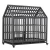 Heavy Duty Dog Cage pet Crate with Roof & window on roof