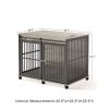 Furniture dog crate sliding iron door dog crate with mat. (Rustic Brown,43.7''W x 30''D x 33.7''H).