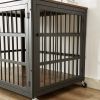 Furniture style dog crate wrought iron frame door with side openings, Grey, 38.4''W x 27.7''D x 30.2''H.